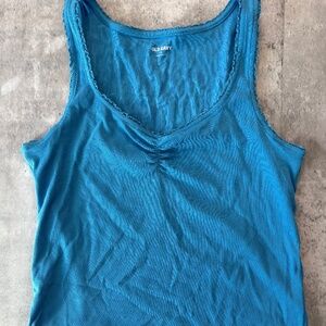 Old Navy Women's Ribbed Cinched-Front Tank Top AC2 Patina Blue XL